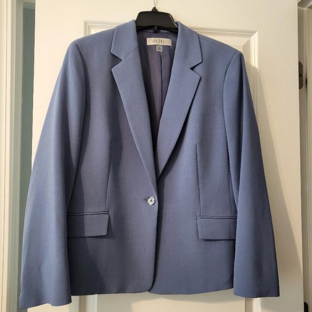 Kasper Crepe One-Button Notch Collar Blazer